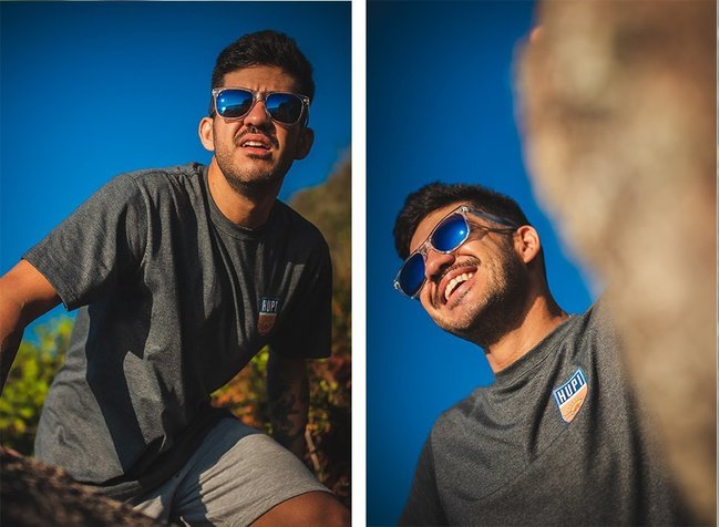 Óculos de Sol HUPI Luppa Armação Cristal/Azul Lente Azul Espelhado - para rostos GRANDES