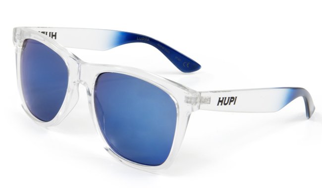 Óculos de Sol HUPI Luppa Armação Cristal/Azul Lente Azul Espelhado - para rostos GRANDES