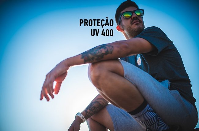 Óculos de Sol HUPI Luppa Armação Preto Fosco Lente Verde Espelhado - para rostos GRANDES