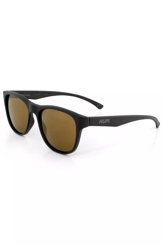 Óculos de Sol HUPI Macau Armação Preto Fosco Lente Dourado