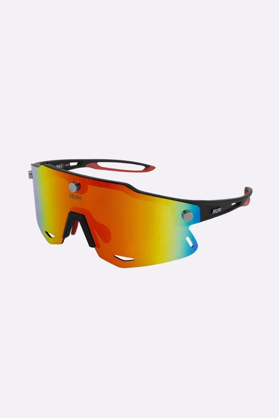 Óculos de Sol HUPI Magnetic Preto - Lente Vermelho Espelhado
