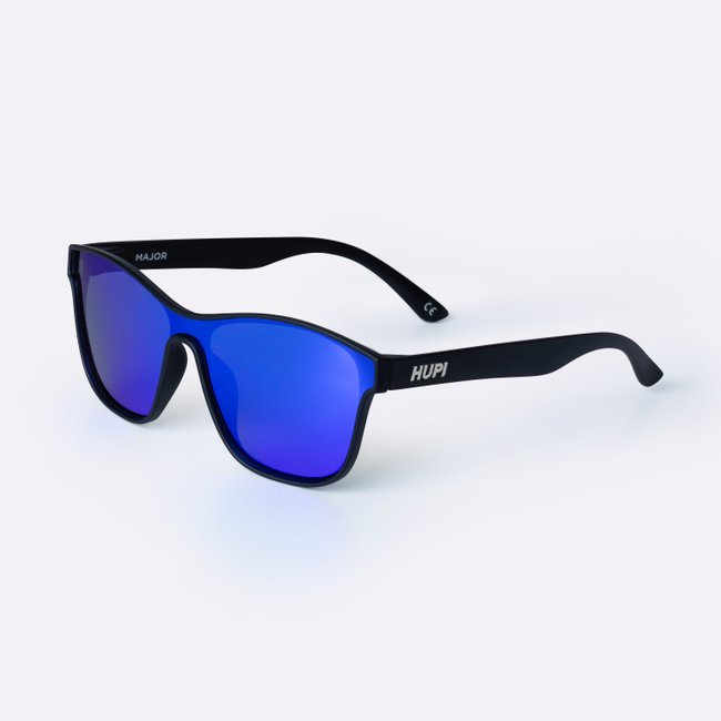 Óculos de Sol HUPI Major Preto - Lente Azul Espelhado
