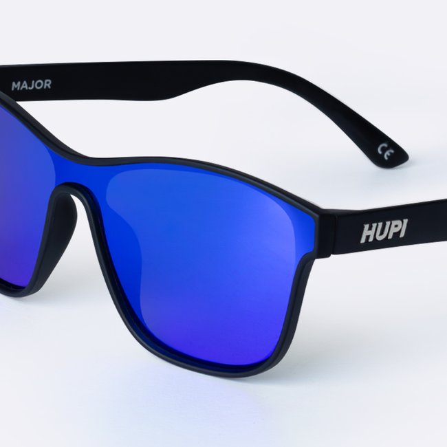 Óculos de Sol HUPI Major Preto - Lente Azul Espelhado