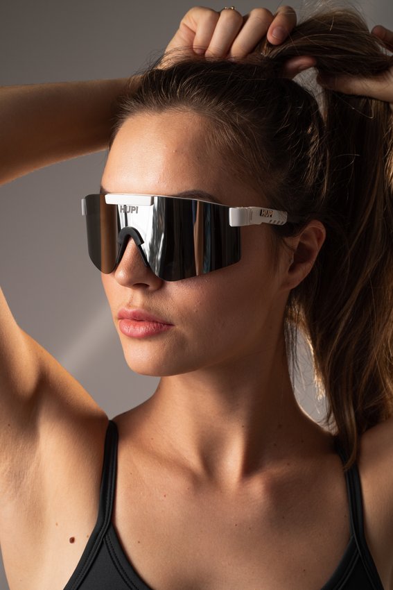 Óculos de Sol HUPI Maverick Branco - Lente Prata Espelhado