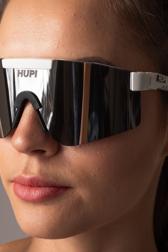 Óculos de Sol HUPI Maverick Branco - Lente Prata Espelhado