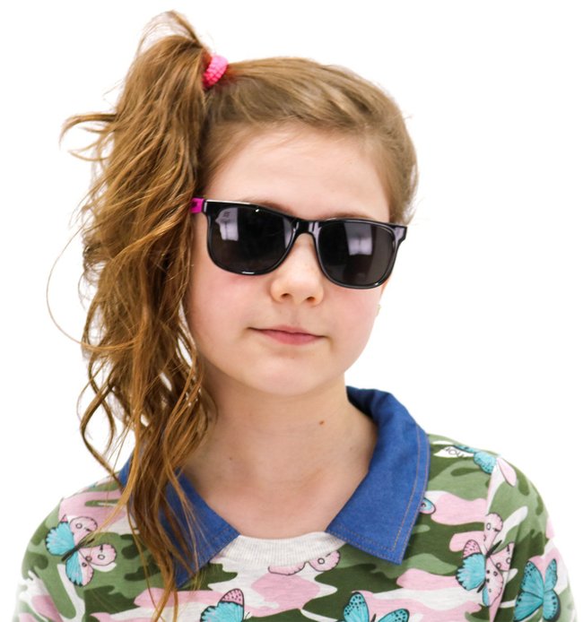 Óculos de Sol HUPI Naja Infantil Preto Cristal/Pink - Lente Preta