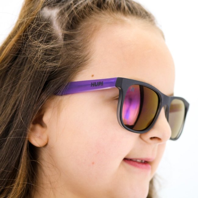 Óculos de Sol HUPI Naja Infantil Preto Fosco/Roxo - Lente Roxo Espelhado