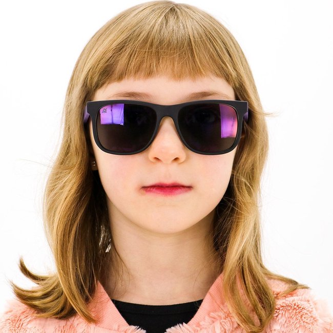Óculos de Sol HUPI Naja Infantil Preto Fosco/Roxo - Lente Roxo Espelhado