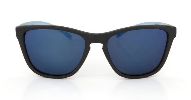 Óculos de Sol HUPI Paso Armação Preto e Azul Lente Azul Espelhado