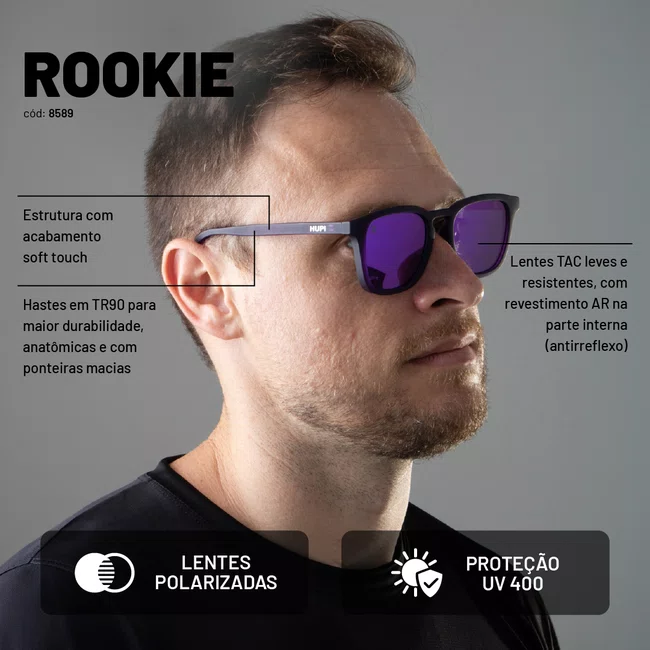 Óculos de Sol HUPI Rookie Cristal Roxo Lente Roxo Espelhado