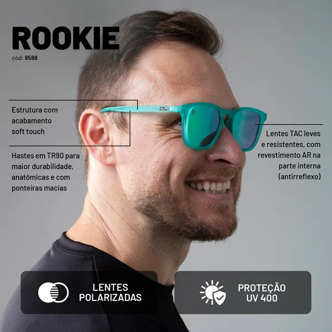Óculos de Sol HUPI Rookie Cristal Verde Lente Verde Espelhado