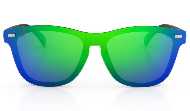Óculos de Sol HUPI Seasons Armação Preto Lente Verde Espelhado