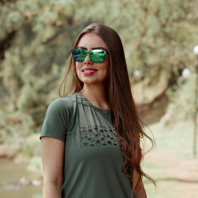 Óculos de Sol HUPI Seasons Armação Preto Lente Verde Espelhado