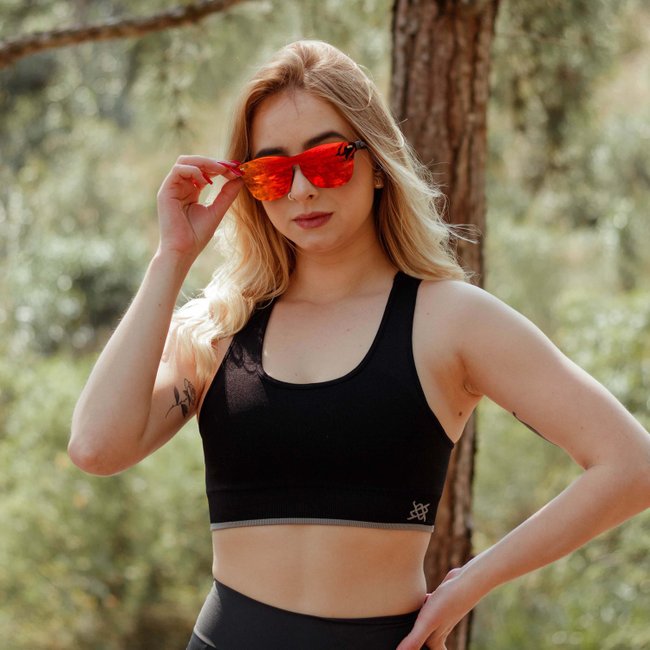 Óculos de Sol HUPI Seasons Armação Preto Lente Vermelho Espelhado