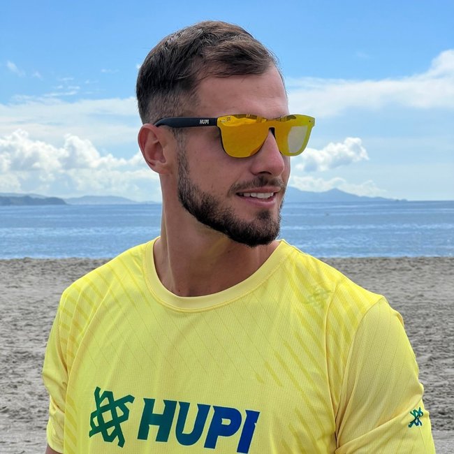 Óculos de Sol HUPI Seasons Preto - Lente Dourado Espelhado
