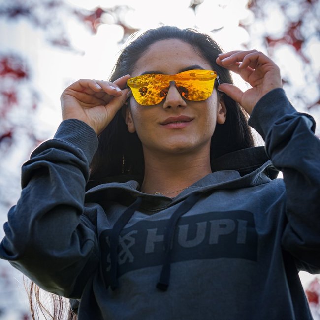 Óculos de Sol HUPI Seasons Preto - Lente Dourado Espelhado