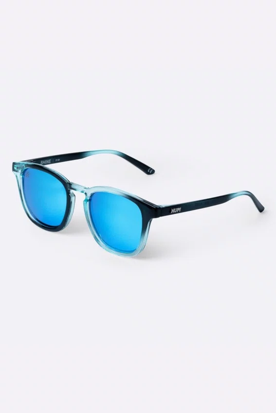 Óculos de Sol HUPI Shine Preto/Azul - Lente Azul Espelhado