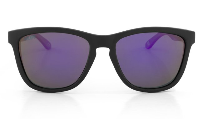 Óculos de Sol HUPI Sole Armação Preto Lente Roxo Espelhado
