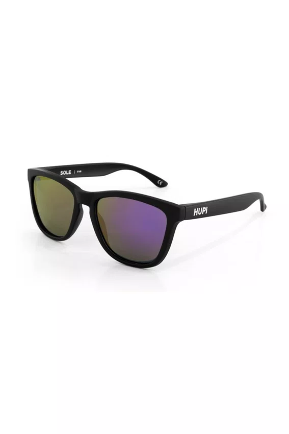 Óculos de Sol HUPI Sole Armação Preto Lente Roxo Espelhado