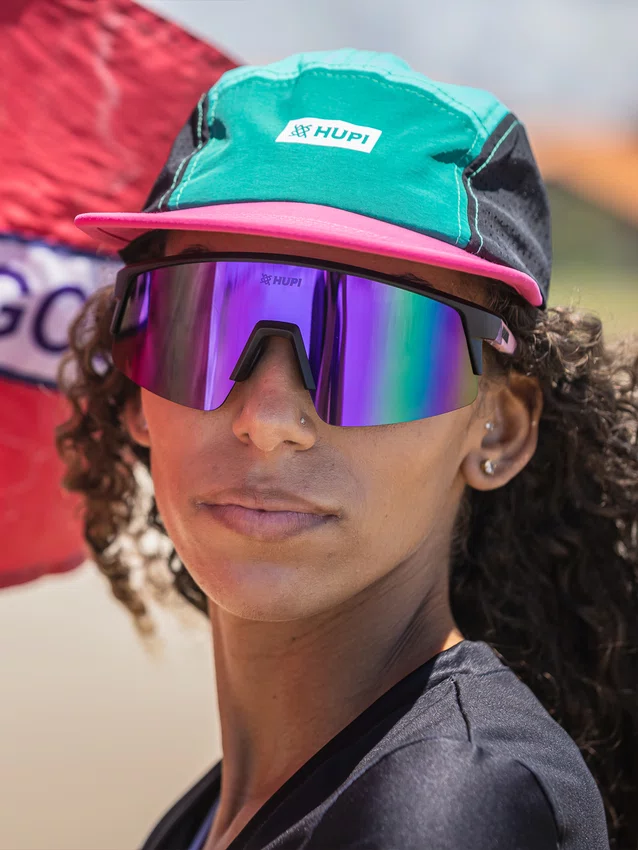 Óculos de Sol HUPI Sprint Preto e Roxo Lente Roxo Espelhado