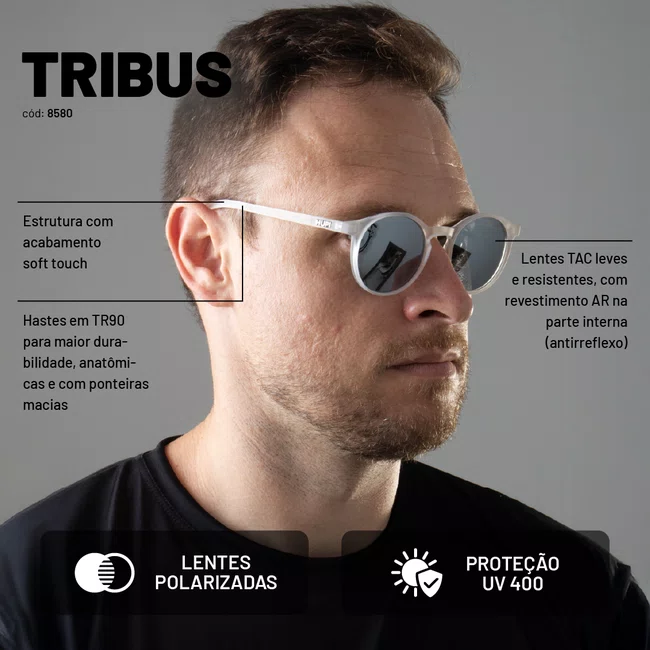 Óculos de Sol HUPI Tribus Cristal Lente Cinza Espelhado