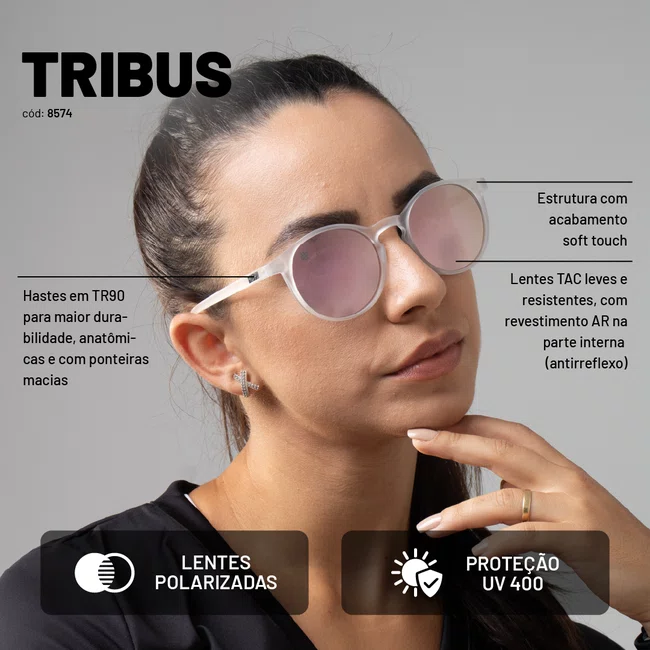 Óculos de Sol HUPI Tribus Cristal Lente Rosa Espelhado