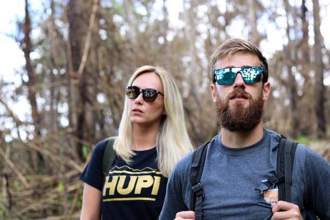 Óculos de Sol HUPI Tulum Preto - Lente Marrom Espelhado