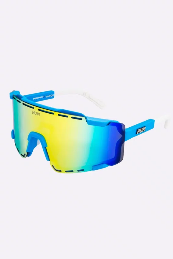 Óculos de Sol HUPI Vapor Azul e Branco - Lente Dourado Espelhado