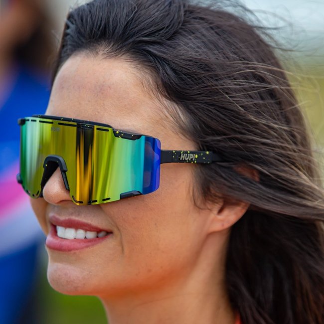Óculos de Sol HUPI Vapor Preto e Amarelo - Lente Amarelo Espelhado