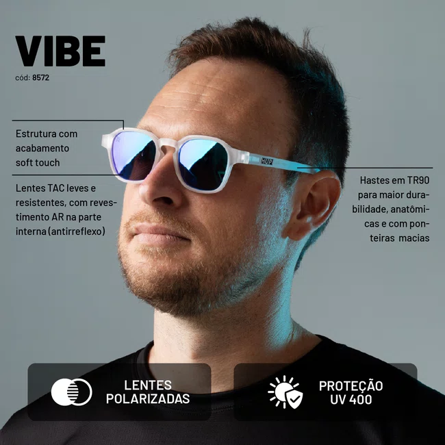 Óculos de Sol HUPI Vibe Cristal Lente Verde Espelhado