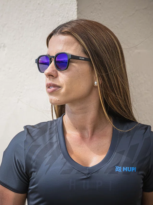 Óculos de Sol HUPI Vibe Preto Lente Azul Espelhado
