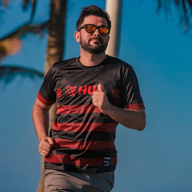 Óculos de Sol HUPI Wave Armação Preto Lente Dourado Espelhado