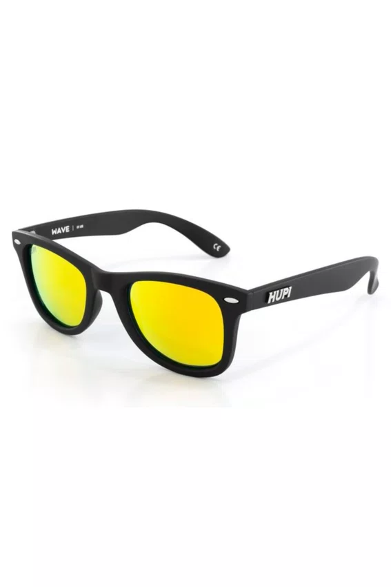 Óculos de Sol HUPI Wave Armação Preto Lente Dourado Espelhado