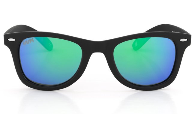 Óculos de Sol HUPI Wave Armação Preto Lente Verde Espelhado