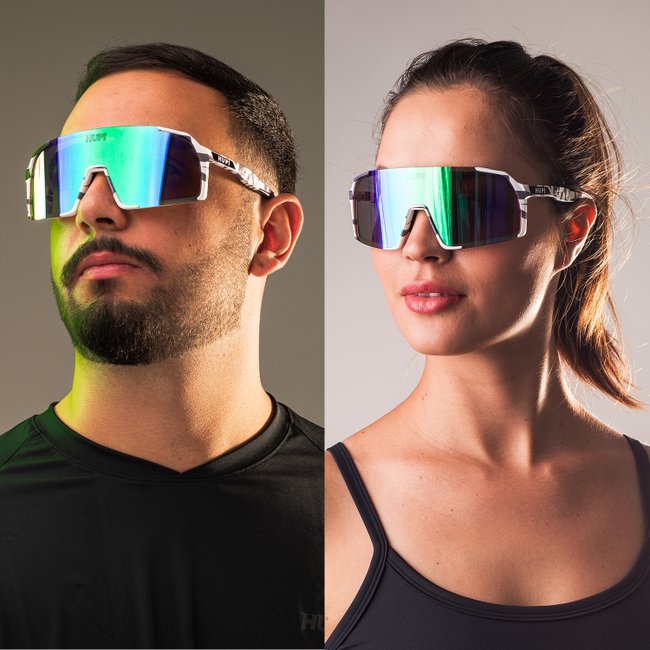 Óculos HUPI Andez Camo Preto e Cinza - Lente Verde Espelhado