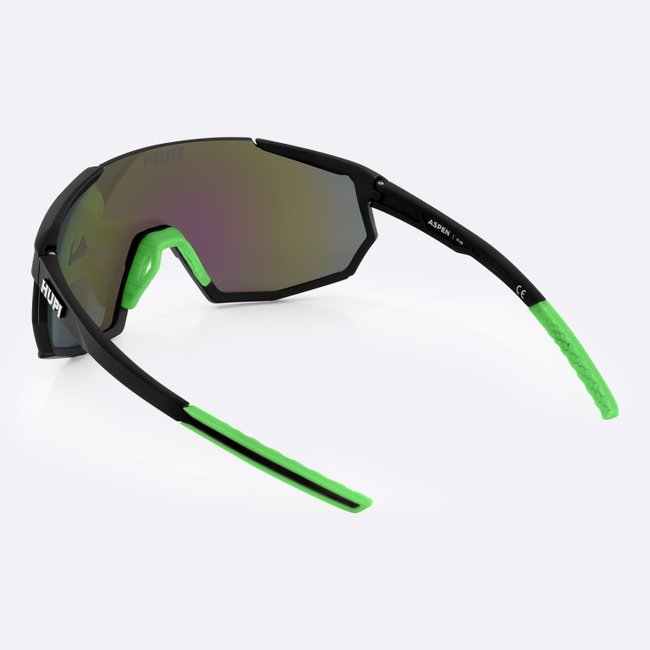 Óculos de Sol HUPI Aspen Armação Preto Lente Verde Espelhado