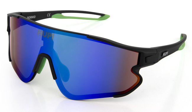 Óculos de Sol HUPI Bornio Preto/verde - Lente Verde Espelhado