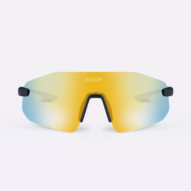 Óculos de Sol HUPI Champs Preto Lente Dourado Espelhado