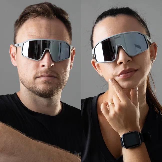 Óculos de Sol HUPI Edge Cinza Lente Prata Espelhado