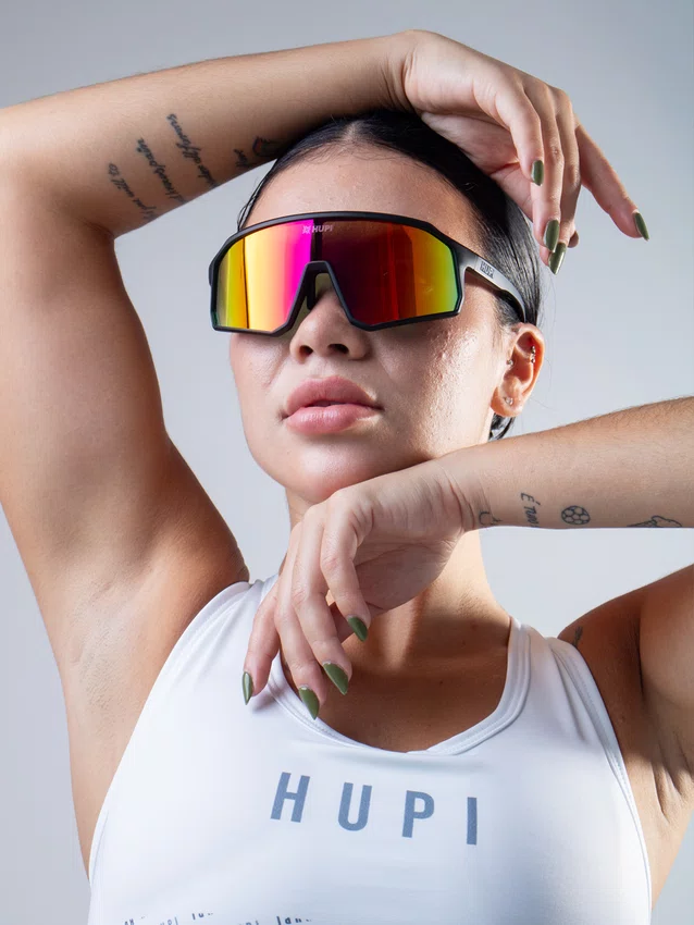 Óculos de Sol HUPI Edge Preto Lente Vermelho Espelhado