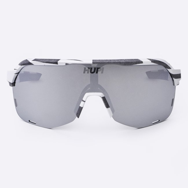 Óculos de Sol HUPI Huez Camo Preto e Cinza - Lente Prata Espelhado 