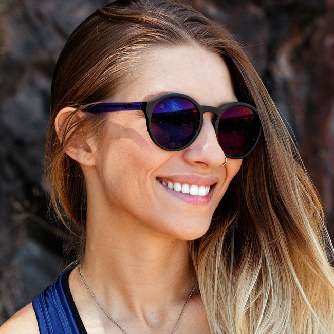 Óculos de Sol HUPI Kona Preto/Roxo - Lente Roxo Espelhado