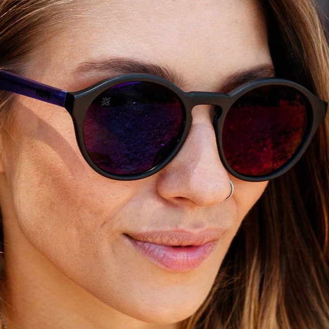 Óculos de Sol HUPI Kona Preto/Roxo - Lente Roxo Espelhado