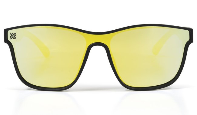 Óculos de Sol HUPI Major Preto - Lente Dourado Espelhado