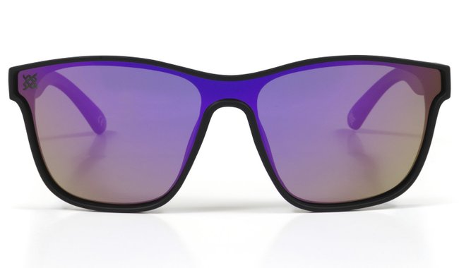 Óculos de Sol HUPI Major Preto - Lente Roxo Espelhado