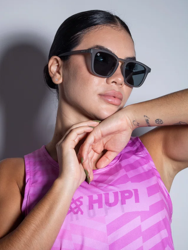 Óculos de Sol HUPI Rookie Cristal Prata Lente Preta