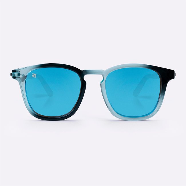 Óculos de Sol HUPI Shine Preto/Azul - Lente Azul Espelhado