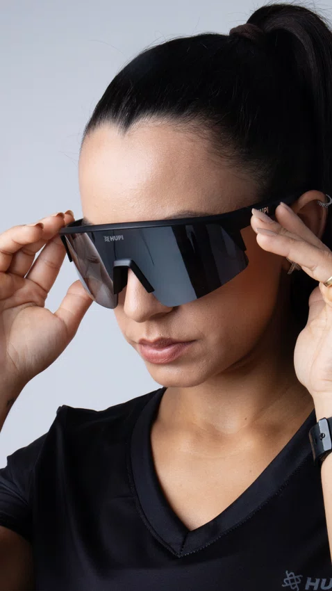 Óculos de Sol HUPI Sprint Preto Lente Prata Espelhado