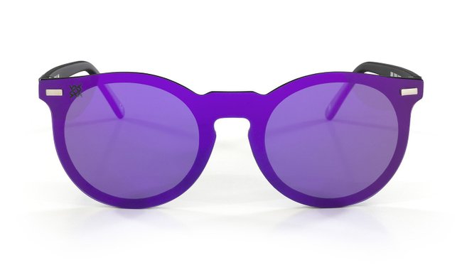 Óculos de Sol HUPI Tulum Preto - Lente Roxo Espelhado