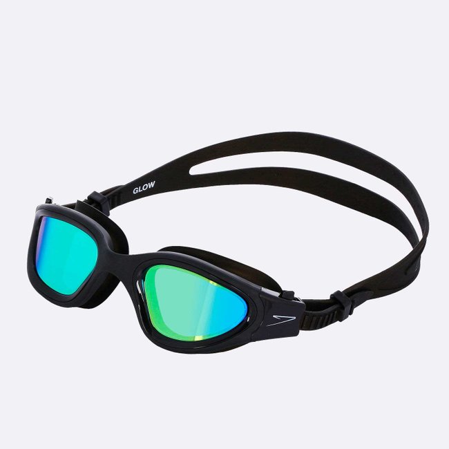 Óculos Speedo Glow Preto e Dourado com Lente Azul